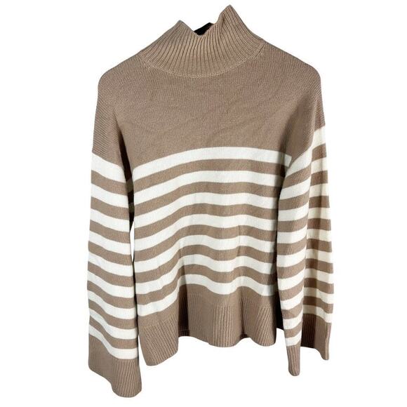 Theory Felted Wool Blend Ribbed Trim Mock Turtleneck Sweater Size Large - Picture 2 of 11